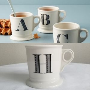 Anthropologie ‘H’ Initial Monogram Coffee Tea Soup 16oz Mug